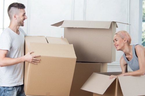 Movers handling boxes carefully during a Marylebone move